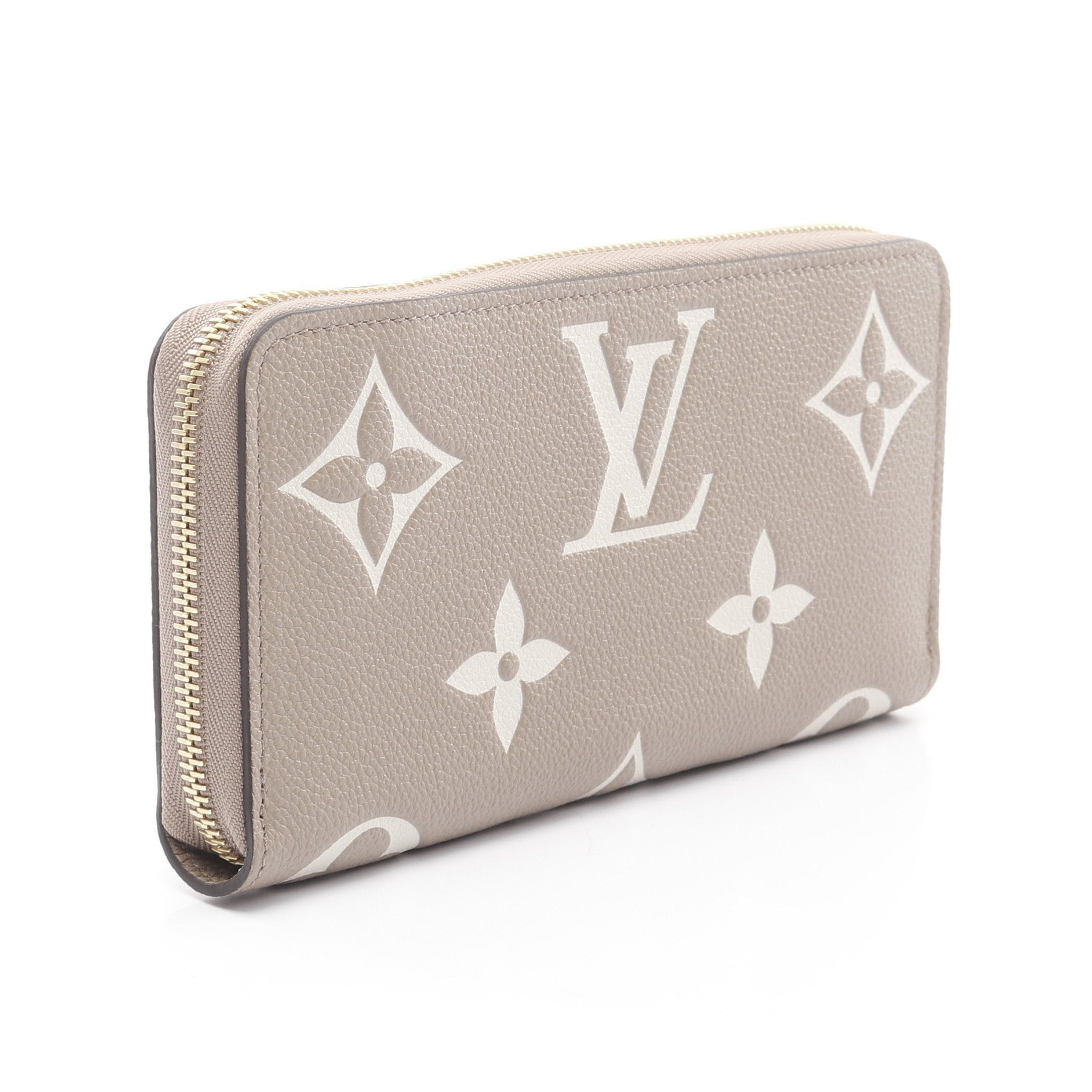 Louis Vuitton Zippy Wallet Bicolor Monogram Empreinte Tourterelle Claim Round Zipper Long Leather Gray Beige Ivory