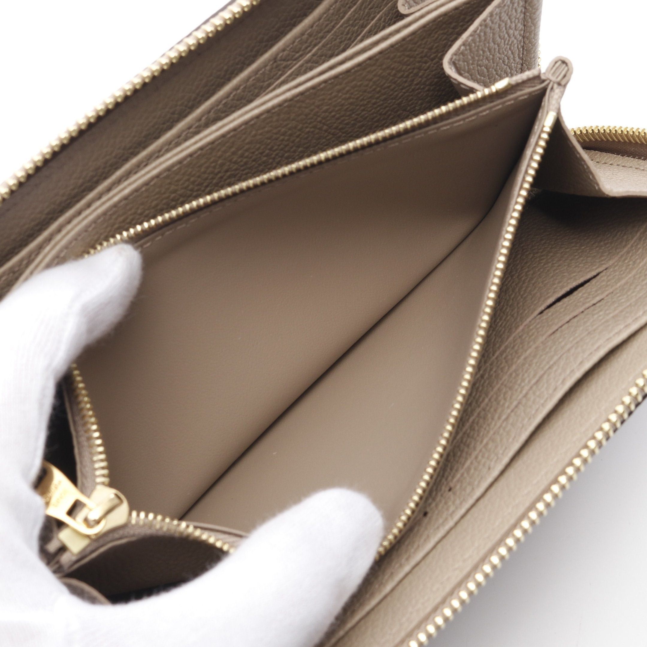 Louis Vuitton Zippy Wallet Bicolor Monogram Empreinte Tourterelle Claim Round Zipper Long Leather Gray Beige Ivory
