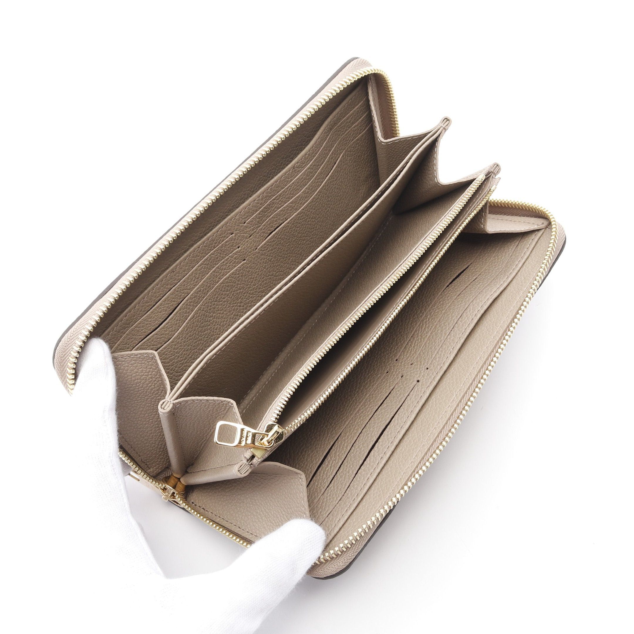 Louis Vuitton Zippy Wallet Bicolor Monogram Empreinte Tourterelle Claim Round Zipper Long Leather Gray Beige Ivory