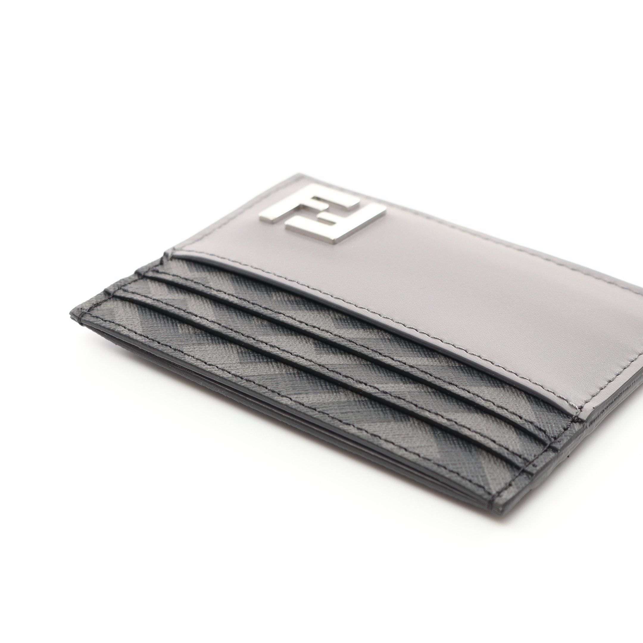 Fendi Fendi Ff Logo Card Case Leather Gray Black Size ONE SIZE - 3 Thumbnail
