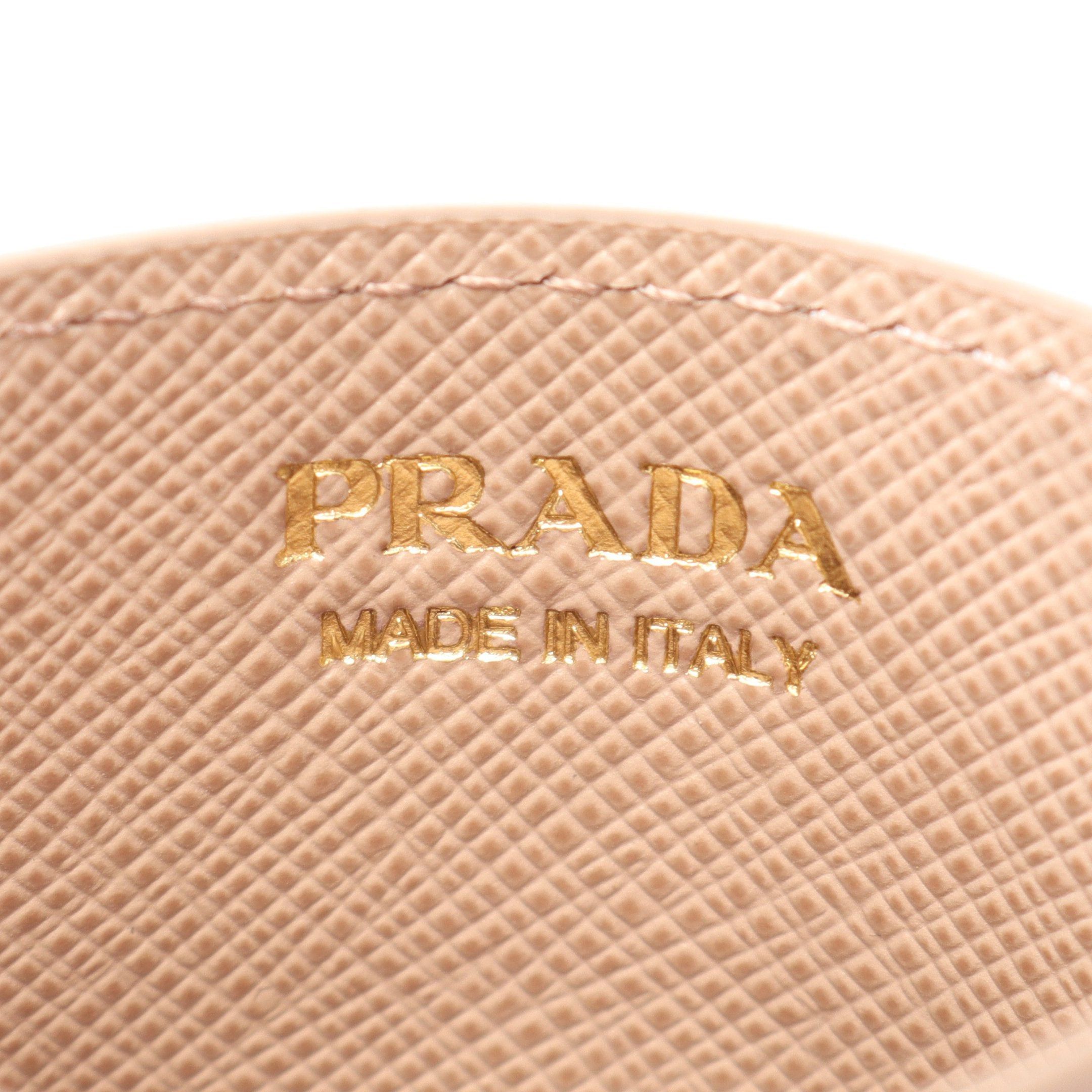Prada Prada Saffiano Triang Card Case Leather Pink Beige Size ONE SIZE - 4 Thumbnail