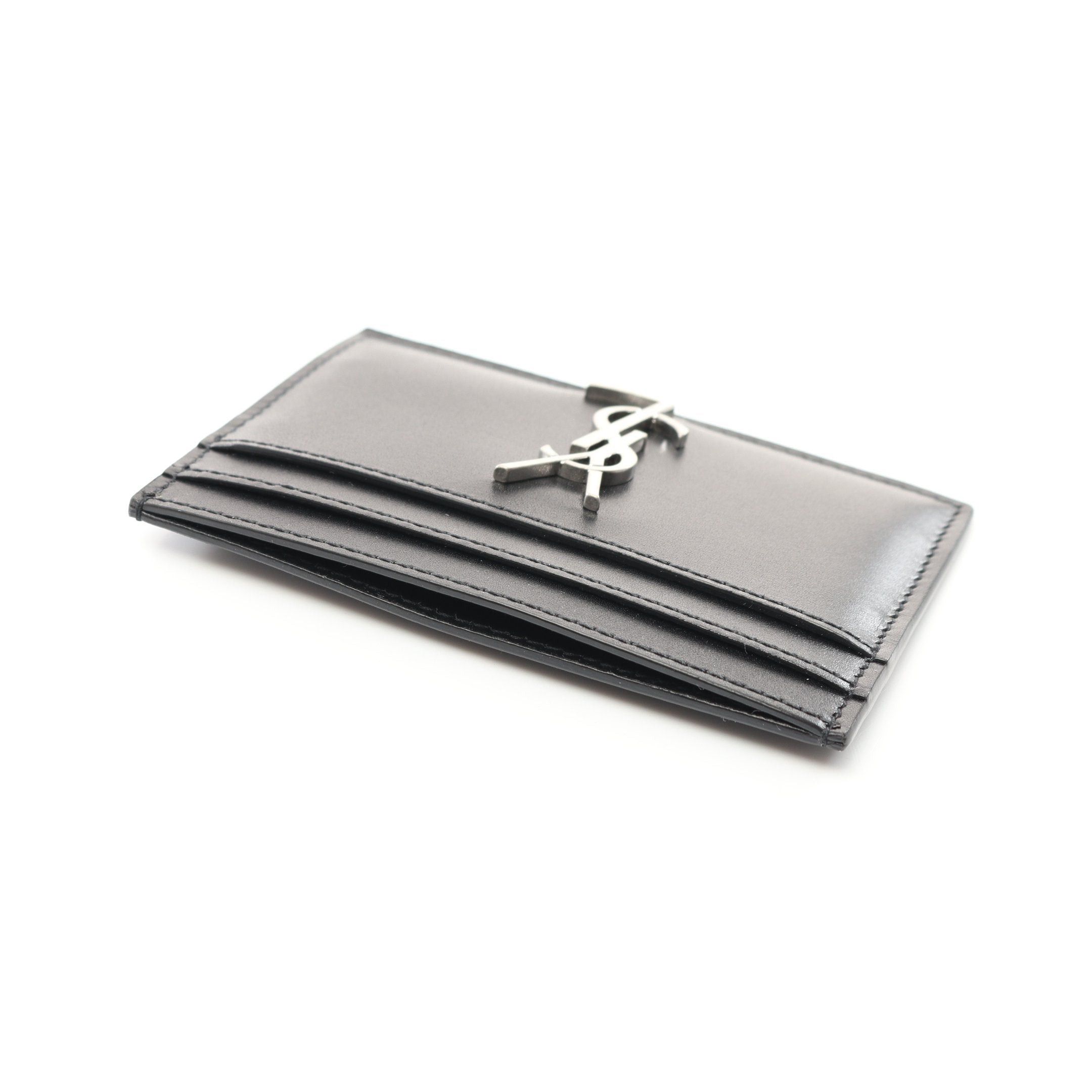 Yves Saint Laurent Yves Saint Laurent Cassandra Card Holder Case Leather Black Size ONE SIZE - 3 Thumbnail