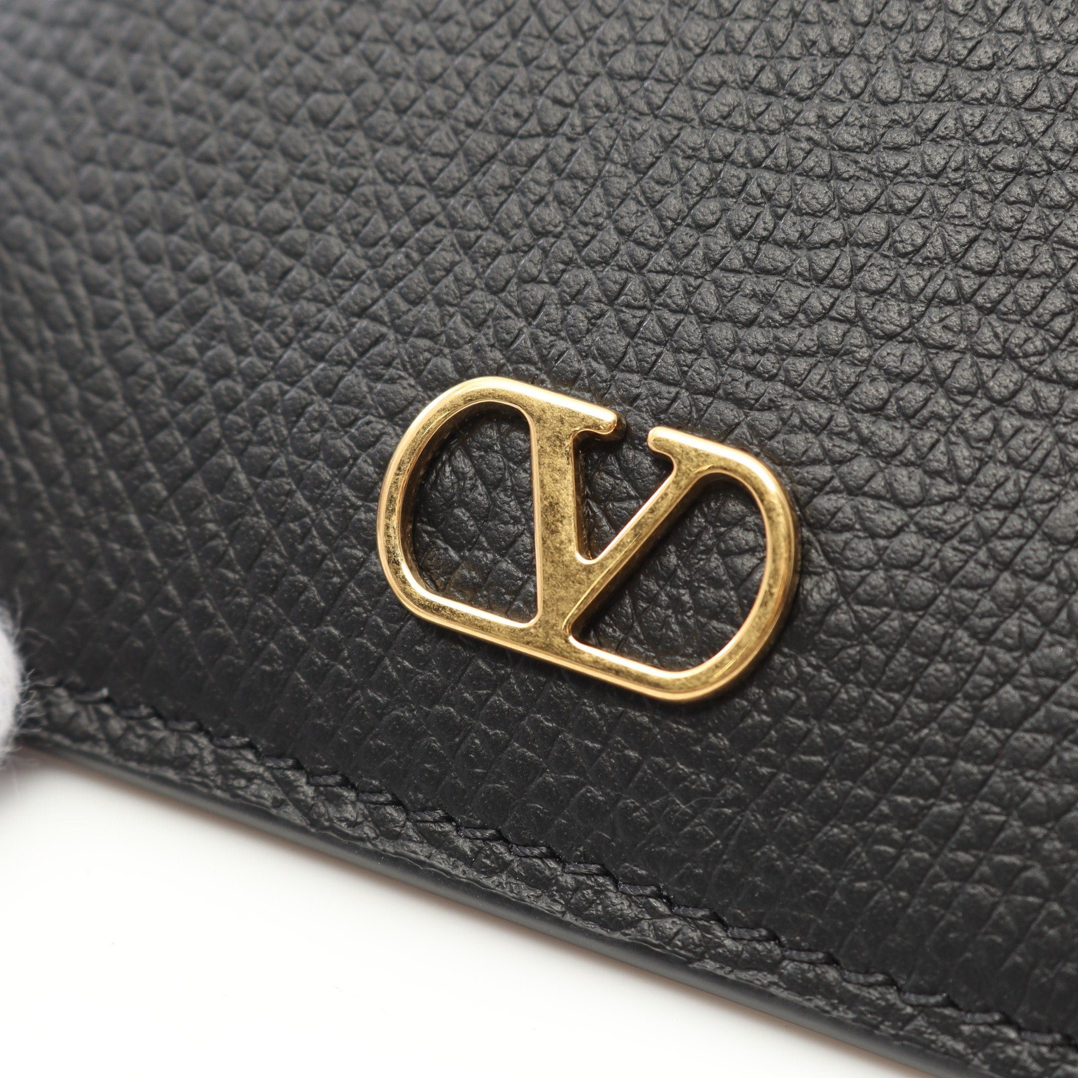 Valentino Valentino V Logo Signature Card Case Leather Black Size ONE SIZE - 5 Thumbnail