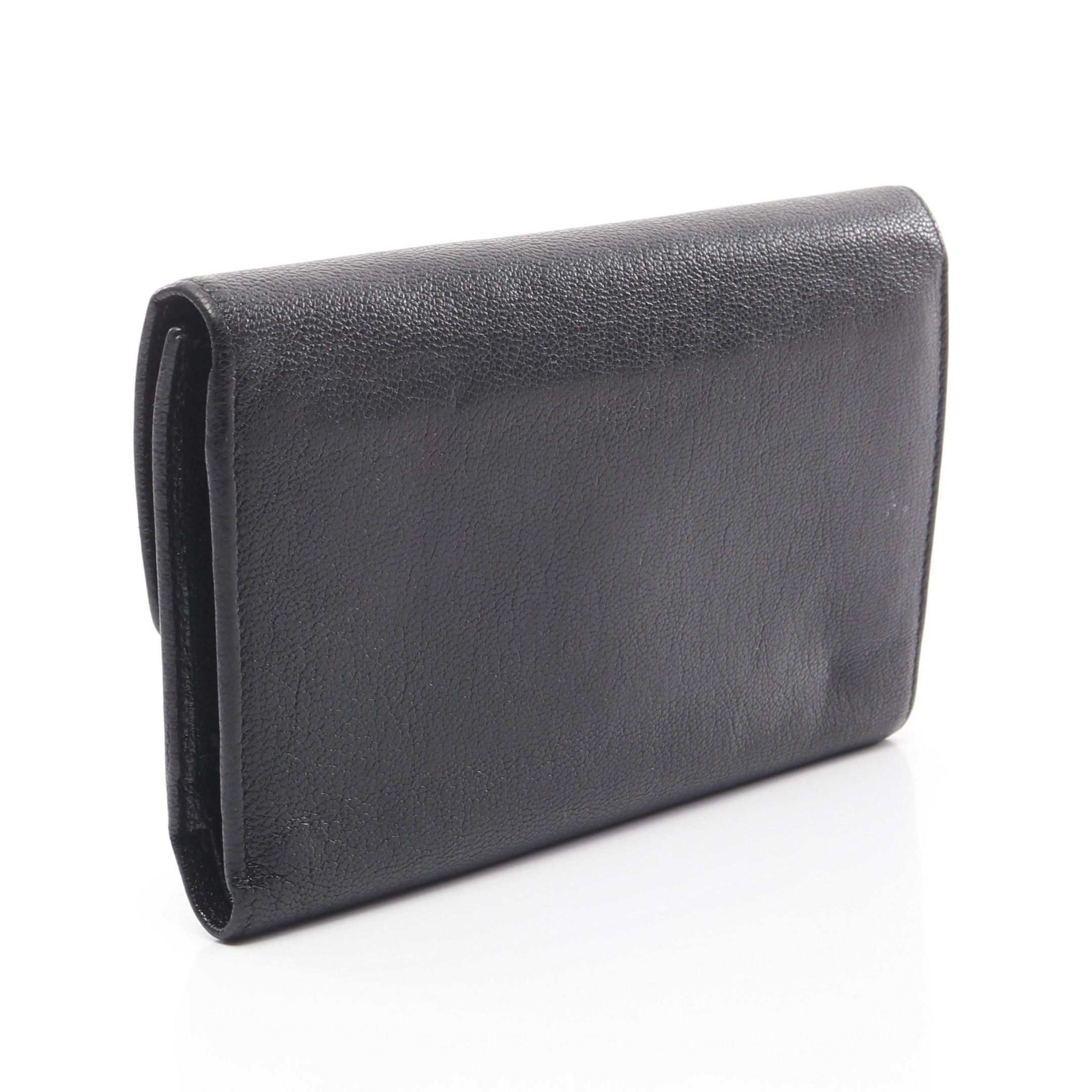 Chanel Chanel Coco Mark Trifold Long Wallet Leather Black Silver Hardware Size ONE SIZE - 2 Thumbnail
