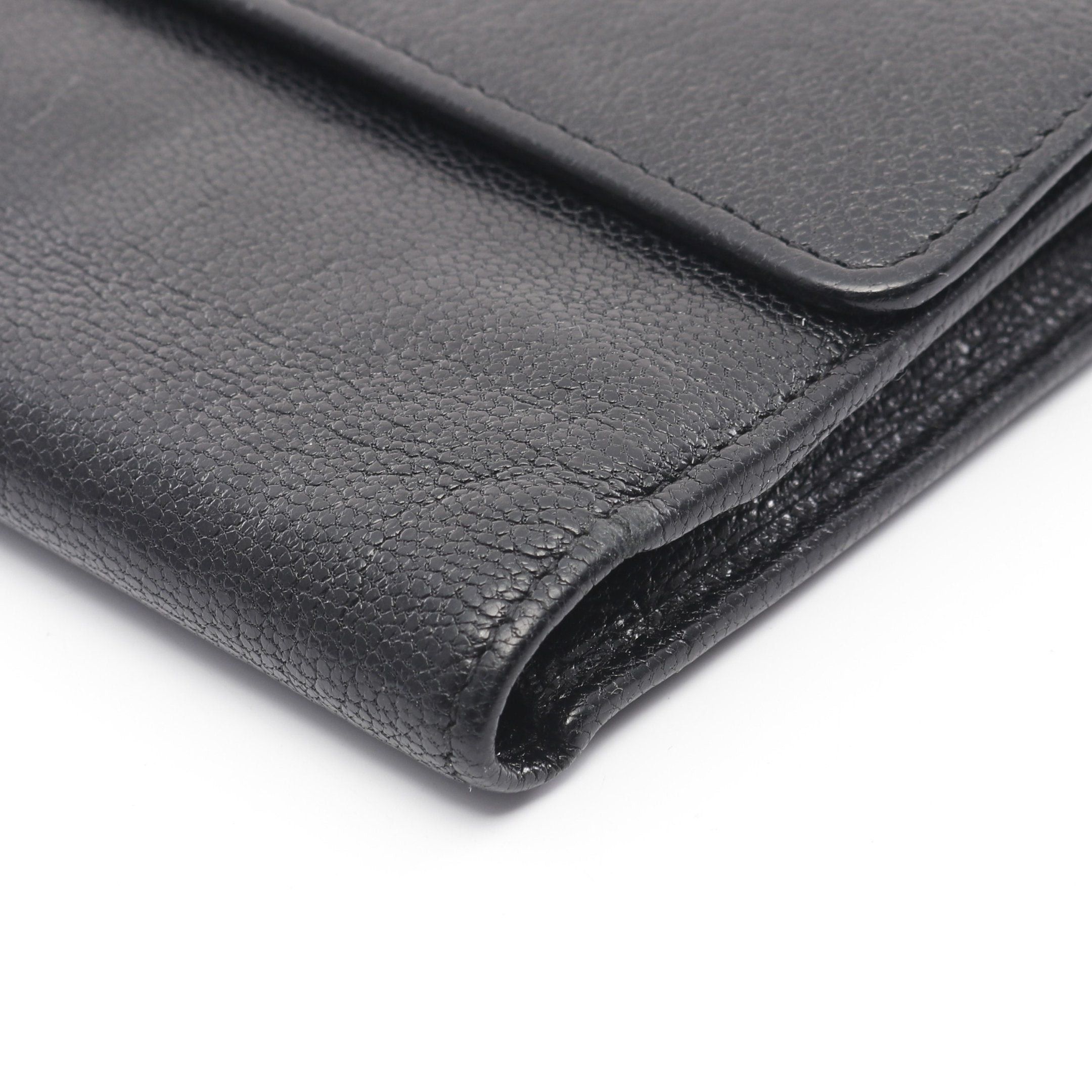 Chanel Chanel Coco Mark Trifold Long Wallet Leather Black Silver Hardware Size ONE SIZE - 7 Thumbnail