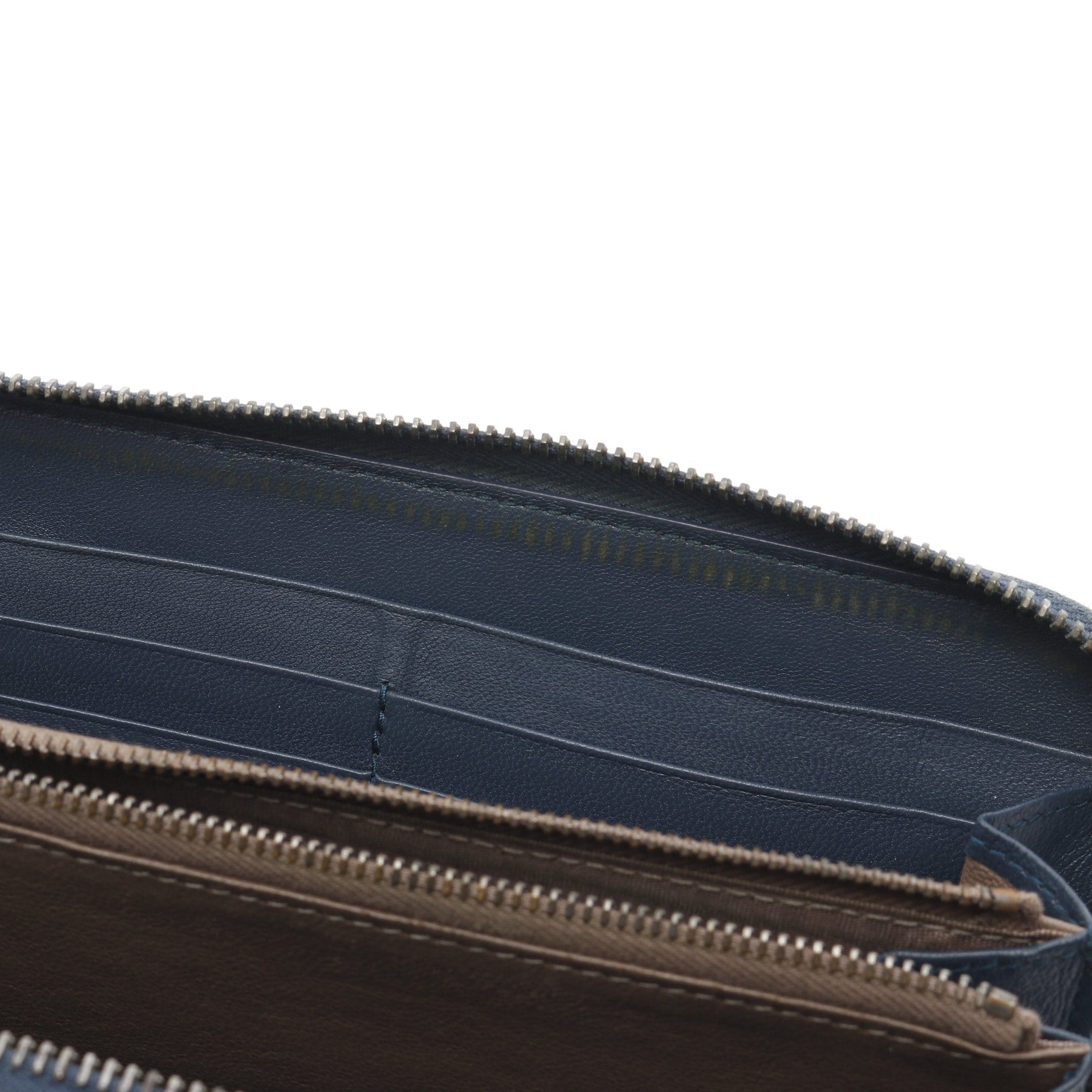 Bottega Veneta Bottega Veneta Intrecciato Round Zipper Long Wallet Bicolor Leather Dark Blue Black Size ONE SIZE - 7 Thumbnail