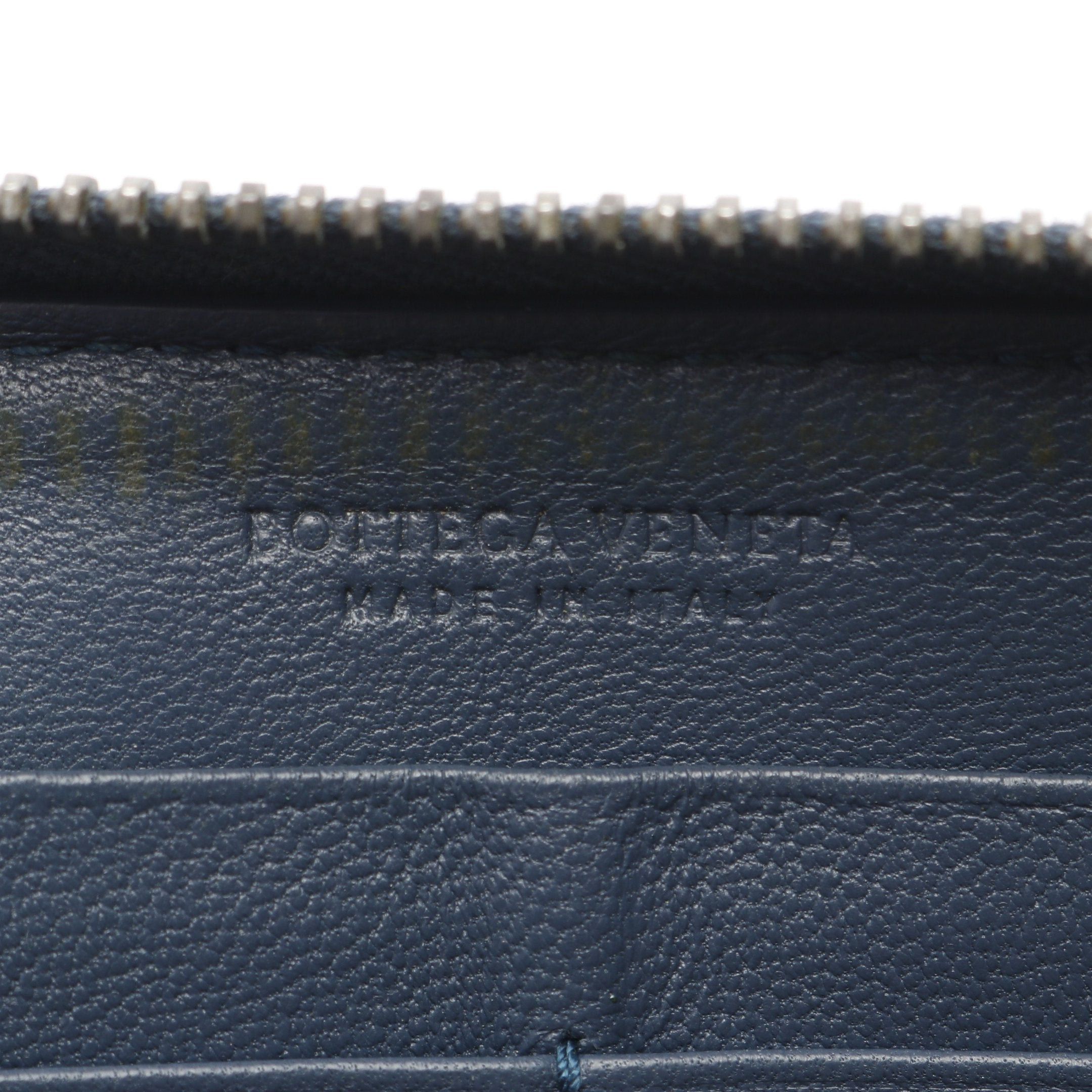Bottega Veneta Bottega Veneta Intrecciato Round Zipper Long Wallet Bicolor Leather Dark Blue Black Size ONE SIZE - 5 Thumbnail