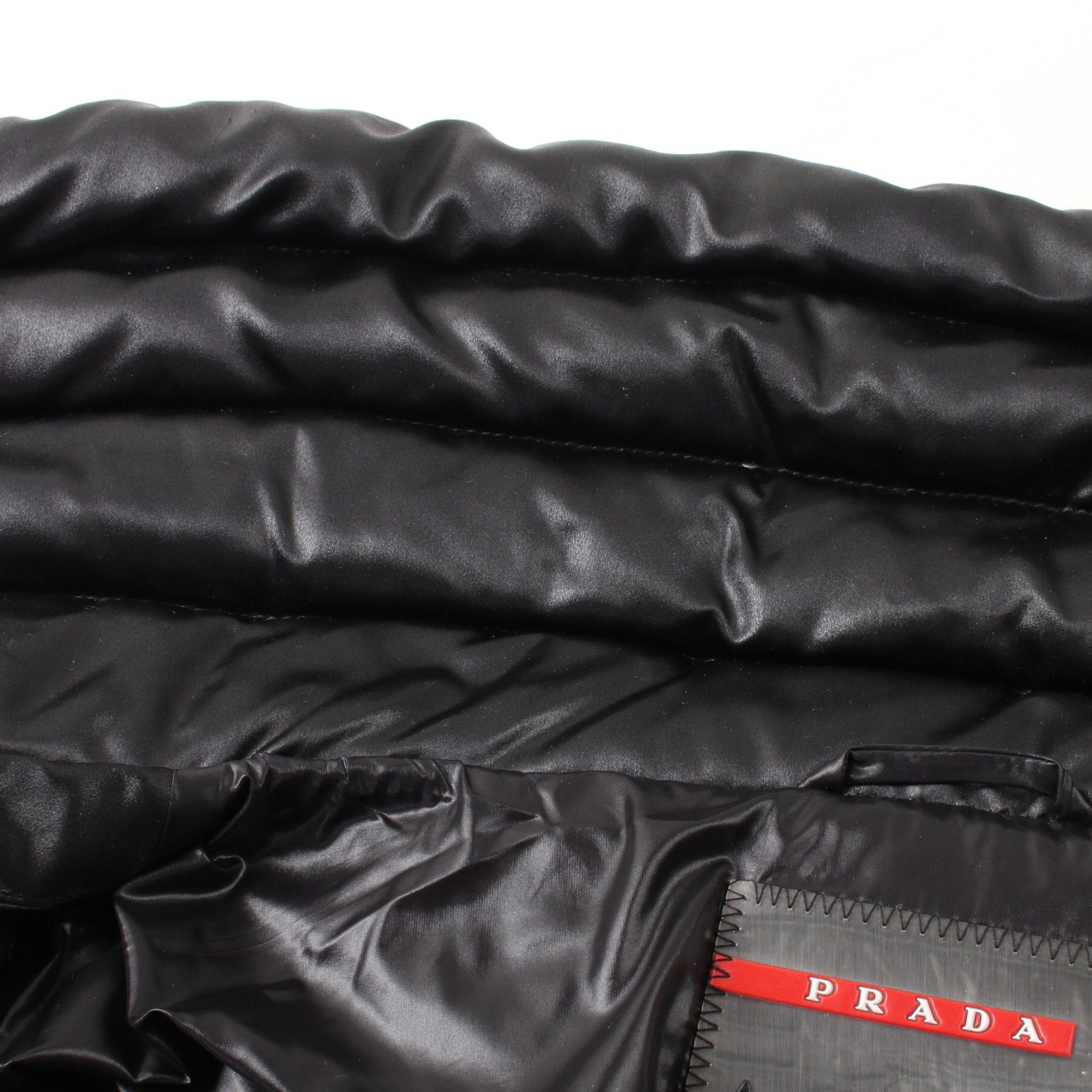 Prada Prada Down Jacket Silk Black Prada Logo Plate Size ONE SIZE - 9 Thumbnail