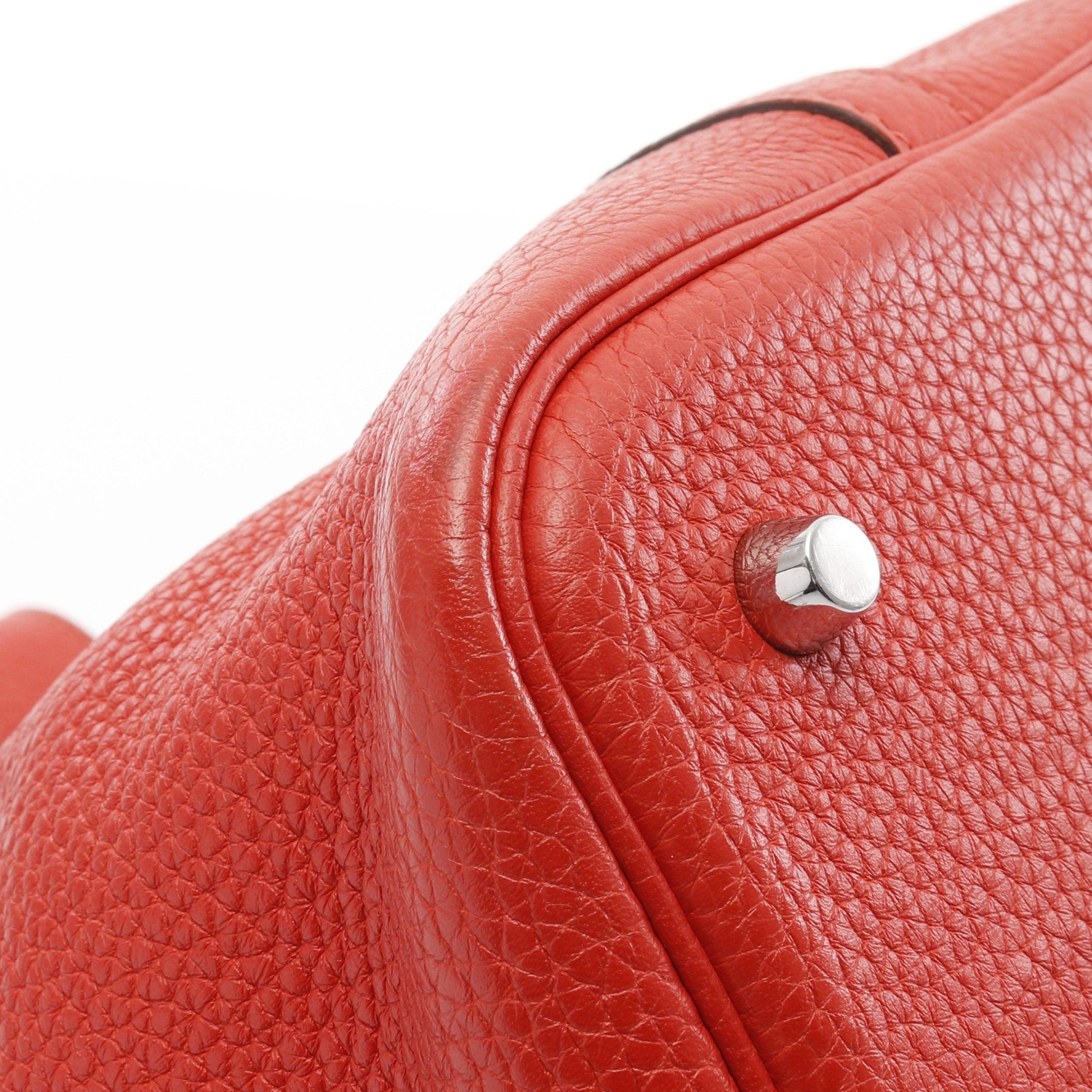 Hermes Hermes Picotane Lock Mm Rouge Pivoine Handbag Clemence Leather Orange Red Silver Hardware T Stamp Size ONE SIZE - 7 Thumbnail