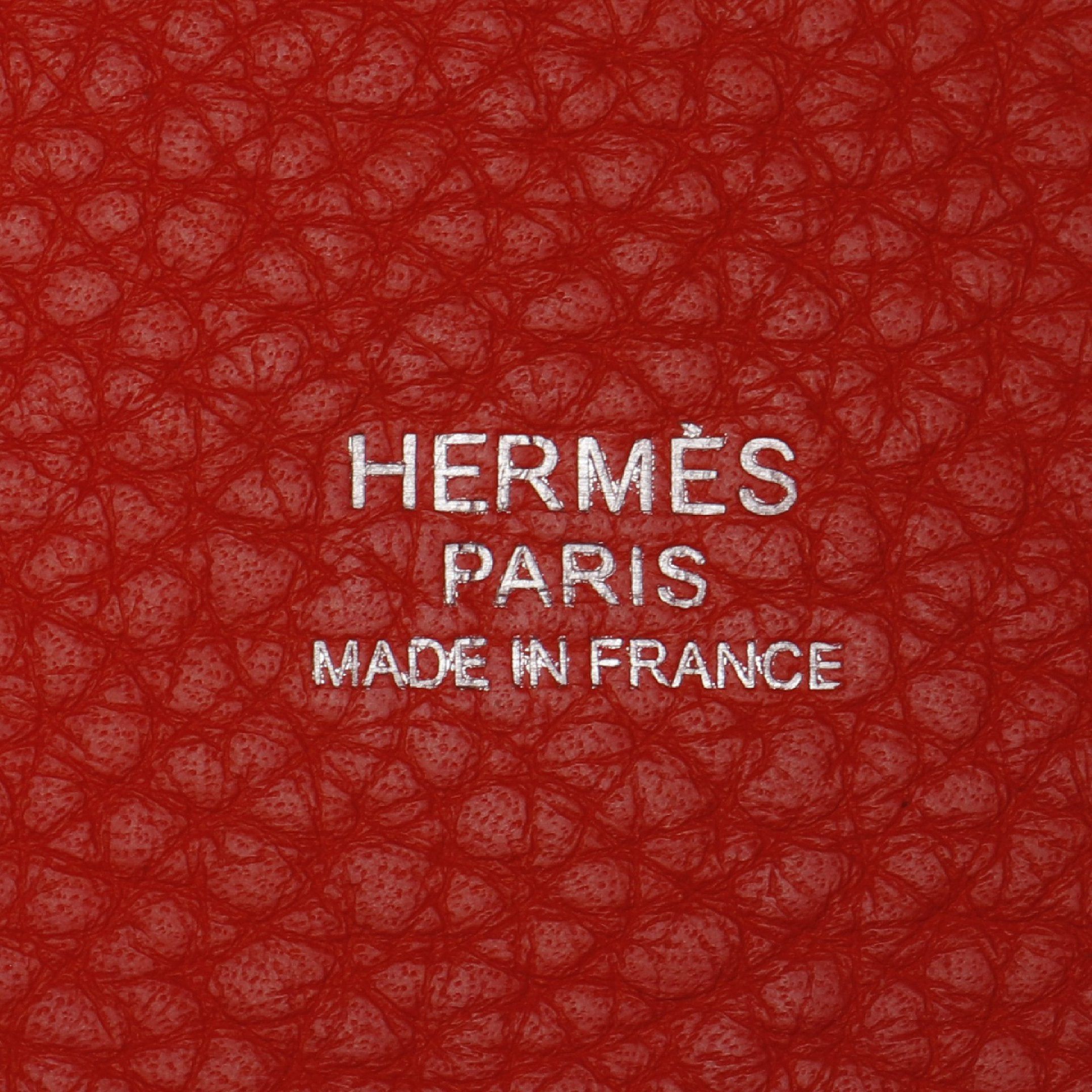 Hermes Hermes Picotane Lock Mm Rouge Pivoine Handbag Clemence Leather Orange Red Silver Hardware T Stamp Size ONE SIZE - 4 Thumbnail