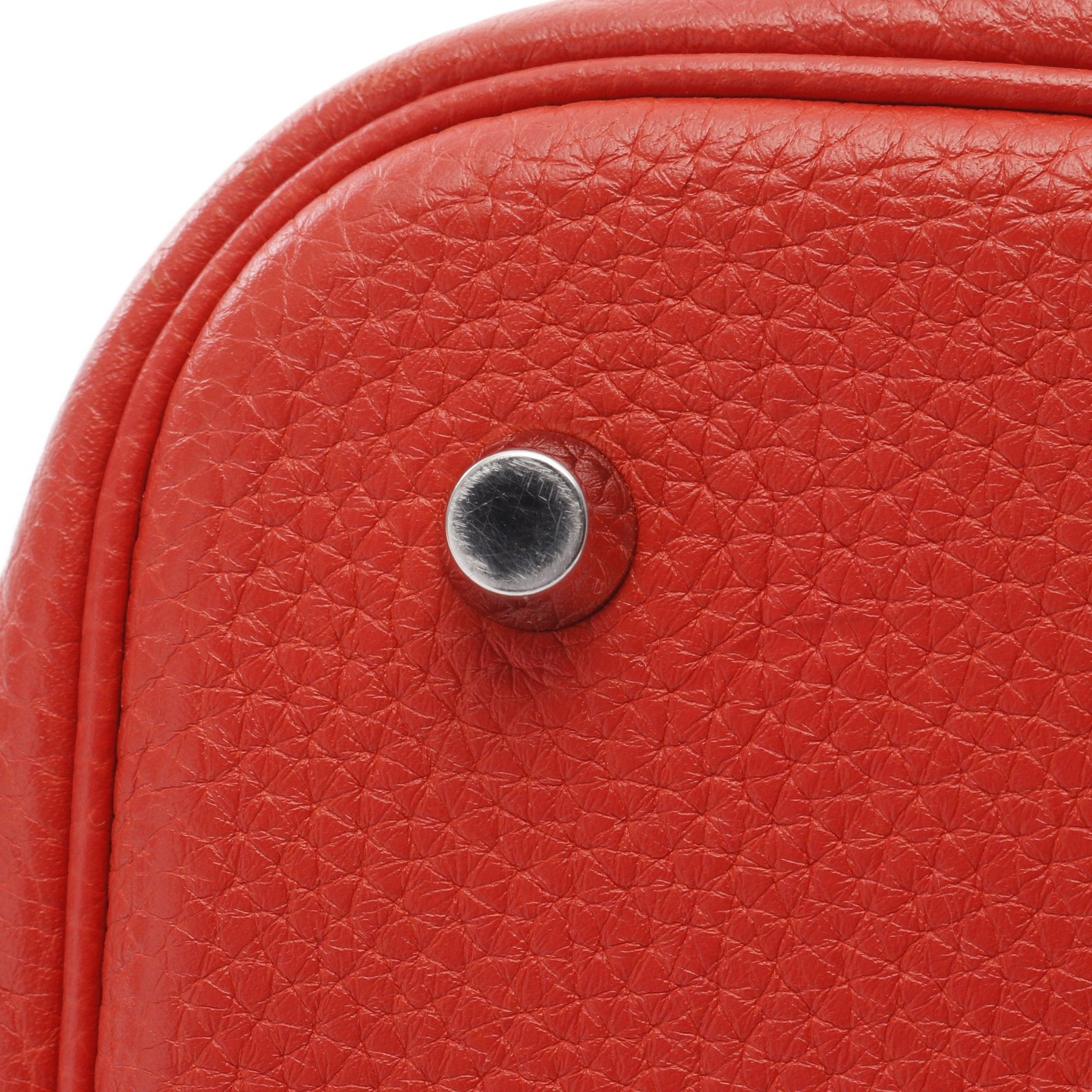 Hermes Hermes Picotane Lock Mm Rouge Pivoine Handbag Clemence Leather Orange Red Silver Hardware T Stamp Size ONE SIZE - 10 Thumbnail