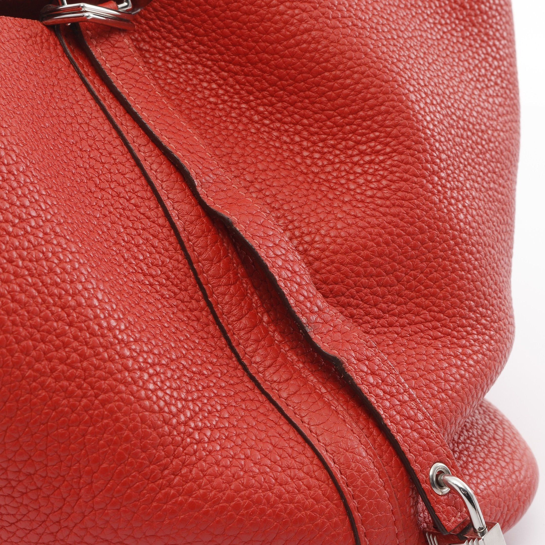 Hermes Hermes Picotane Lock Mm Rouge Pivoine Handbag Clemence Leather Orange Red Silver Hardware T Stamp Size ONE SIZE - 8 Thumbnail