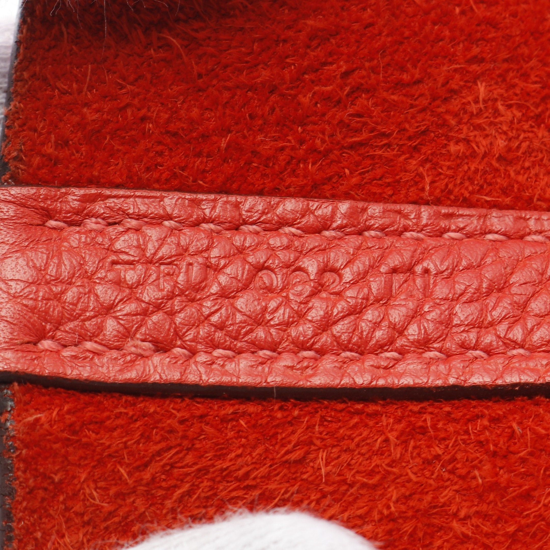 Hermes Hermes Picotane Lock Mm Rouge Pivoine Handbag Clemence Leather Orange Red Silver Hardware T Stamp Size ONE SIZE - 5 Thumbnail