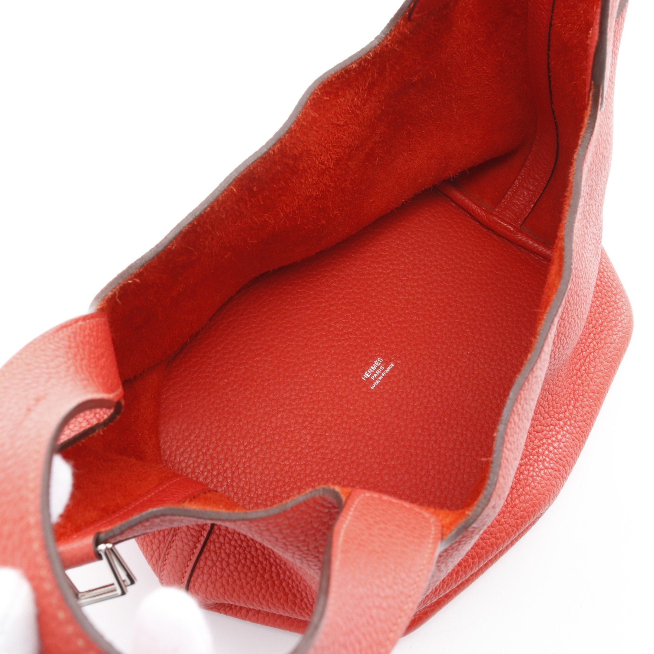 Hermes Hermes Picotane Lock Mm Rouge Pivoine Handbag Clemence Leather Orange Red Silver Hardware T Stamp Size ONE SIZE - 3 Thumbnail