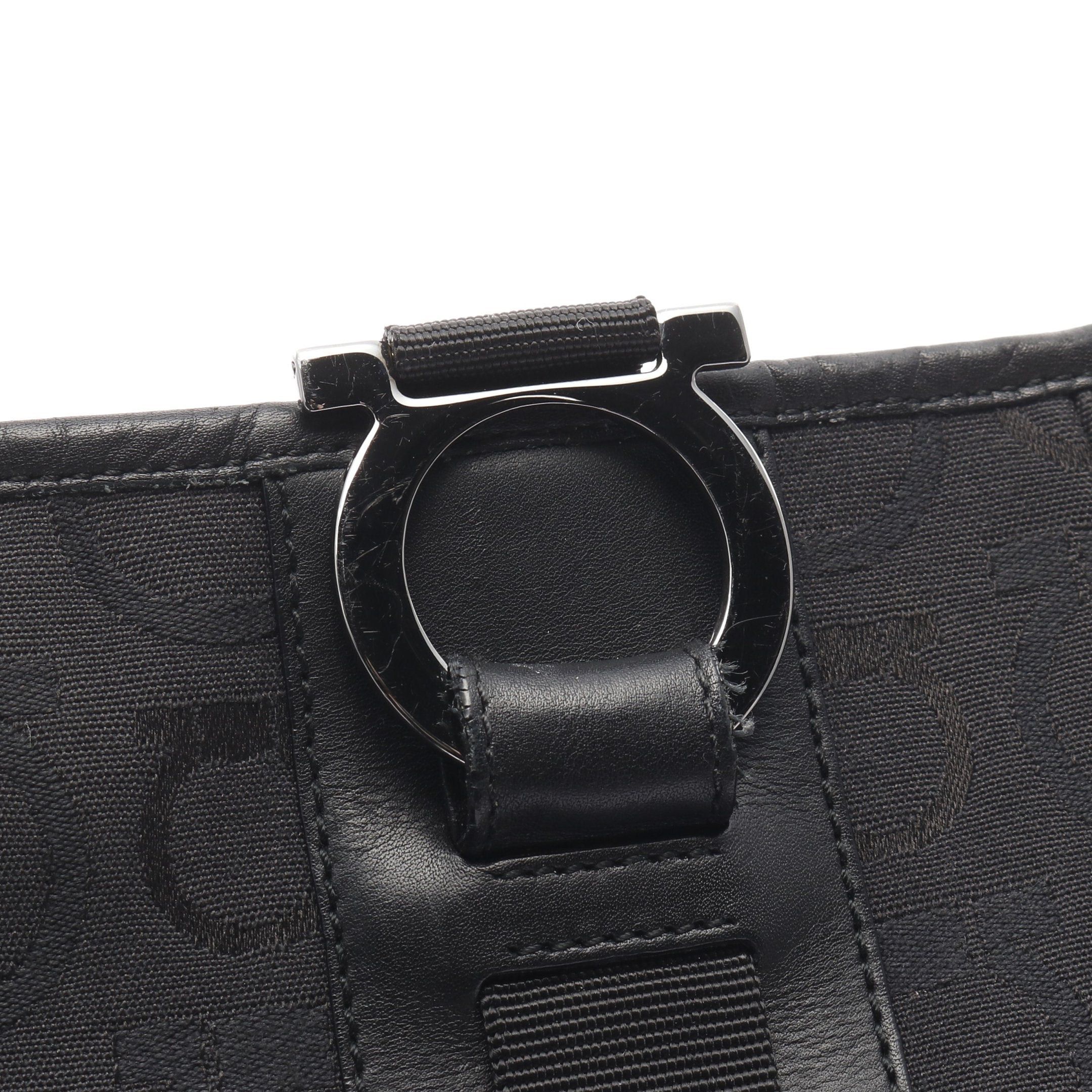 Salvatore Ferragamo Salvatore Ferragamo Gancini Handbag Tote Bag Canvas Leather Black Size ONE SIZE - 9 Thumbnail