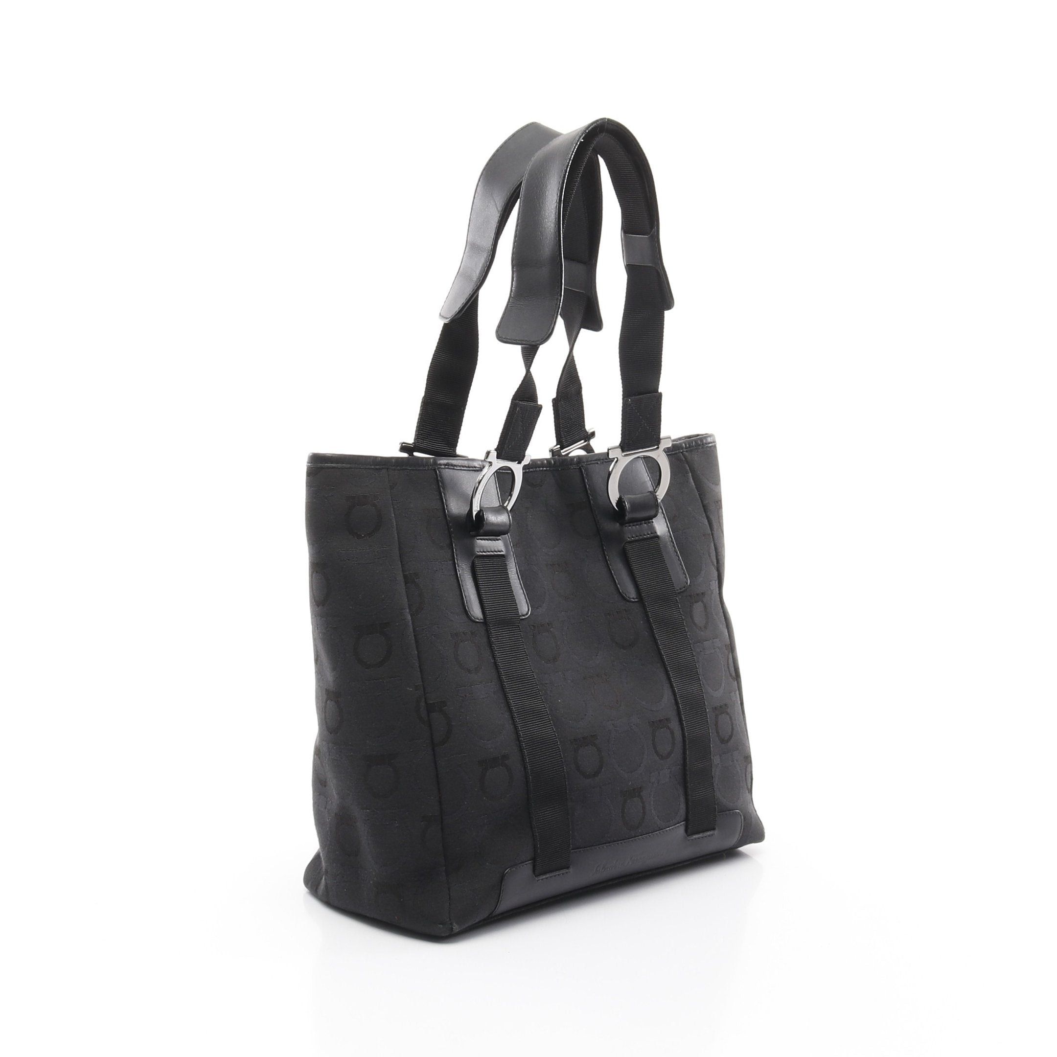 Salvatore Ferragamo Salvatore Ferragamo Gancini Handbag Tote Bag Canvas Leather Black Size ONE SIZE - 2 Thumbnail