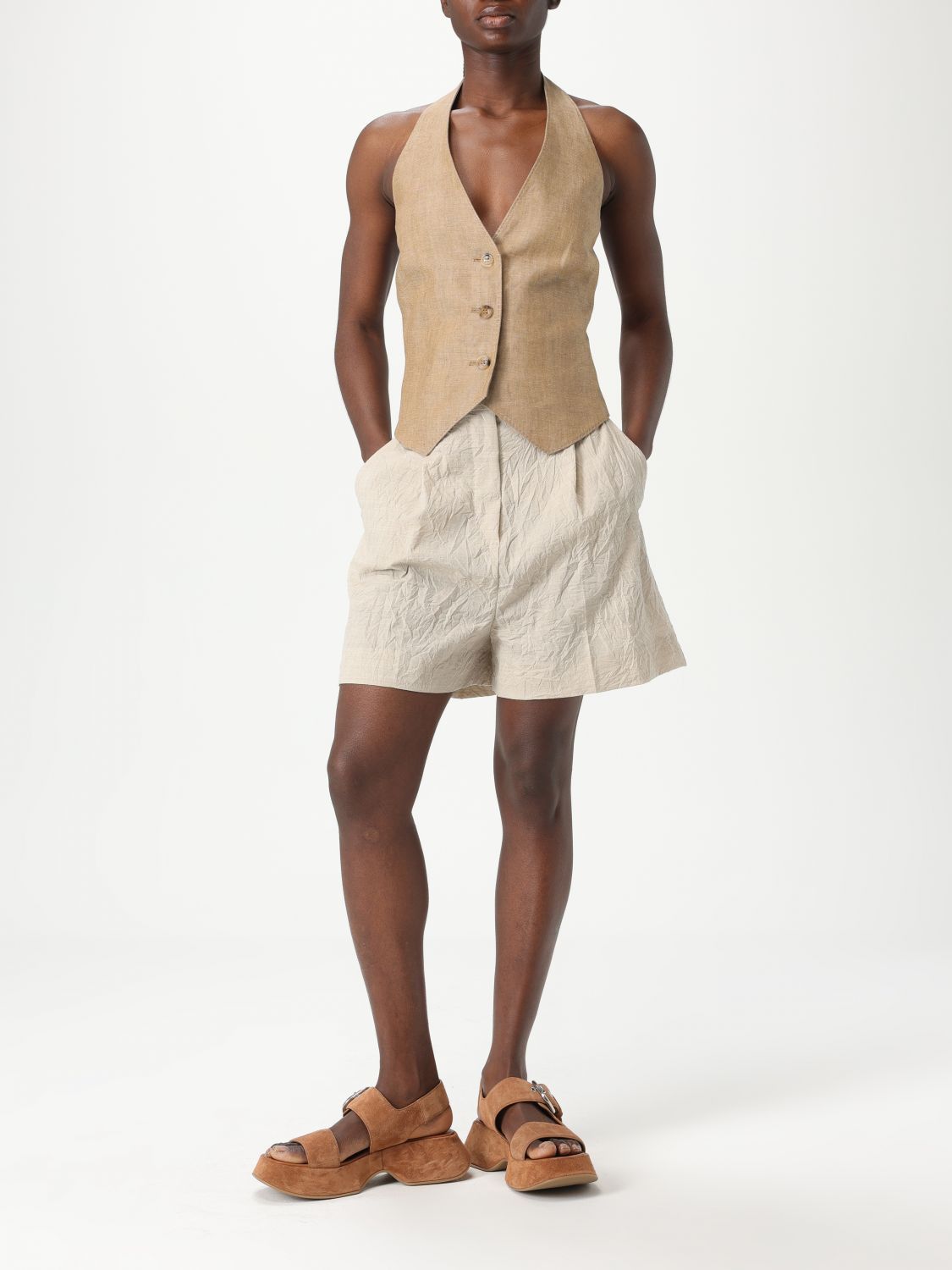 Max Mara Max Mara Short Woman Beige Size 26" / US 2 / IT 38 - 2 Thumbnail