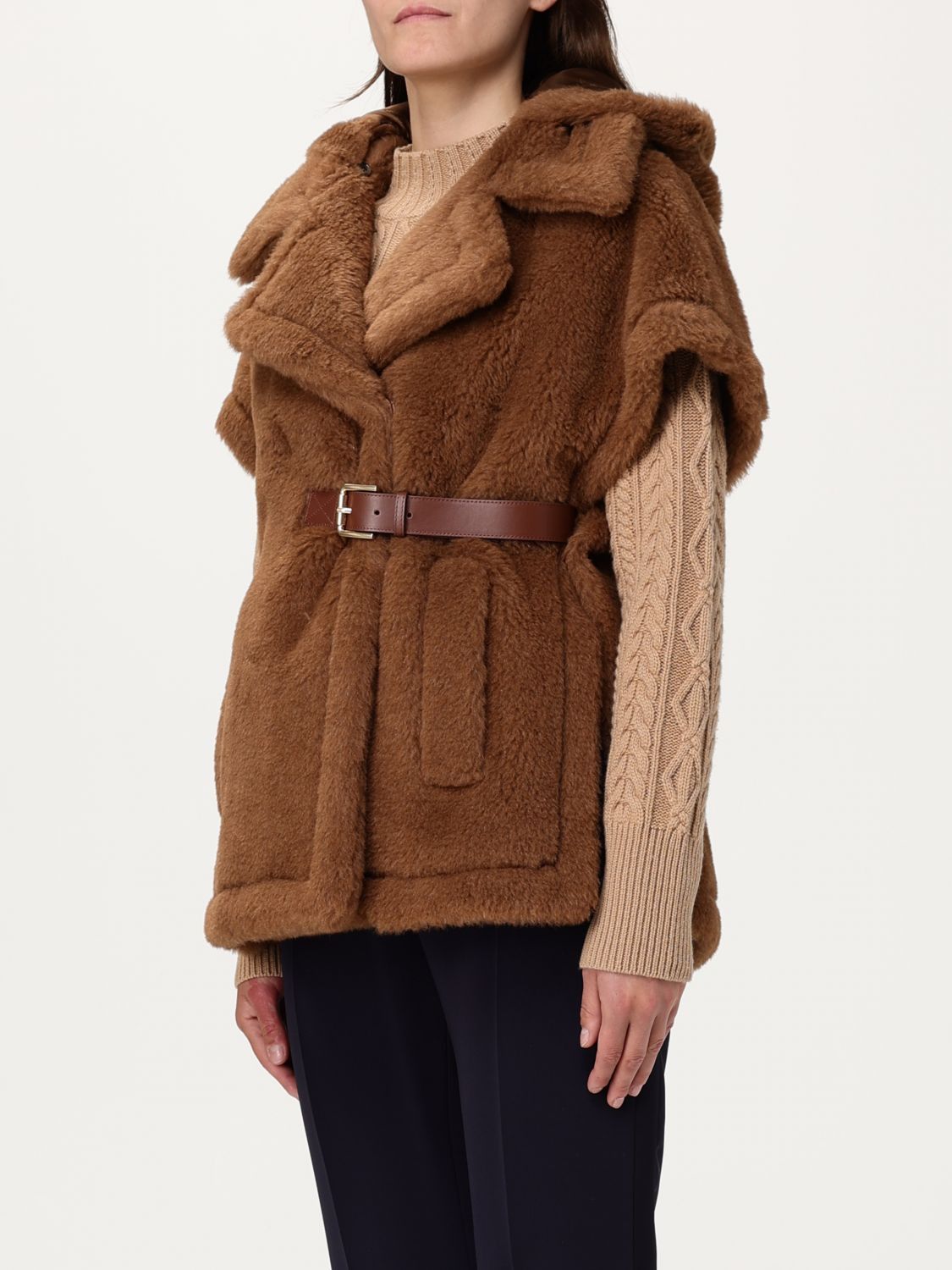 Max Mara Max Mara Cape Woman Camel Size ONE SIZE - 4 Thumbnail
