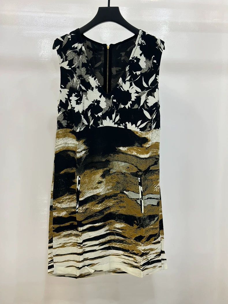 Emporio Armani Italian Pinko V-Neck Ink Wash Dress Size M / US 6-8 / IT 42-44 - 2 Thumbnail