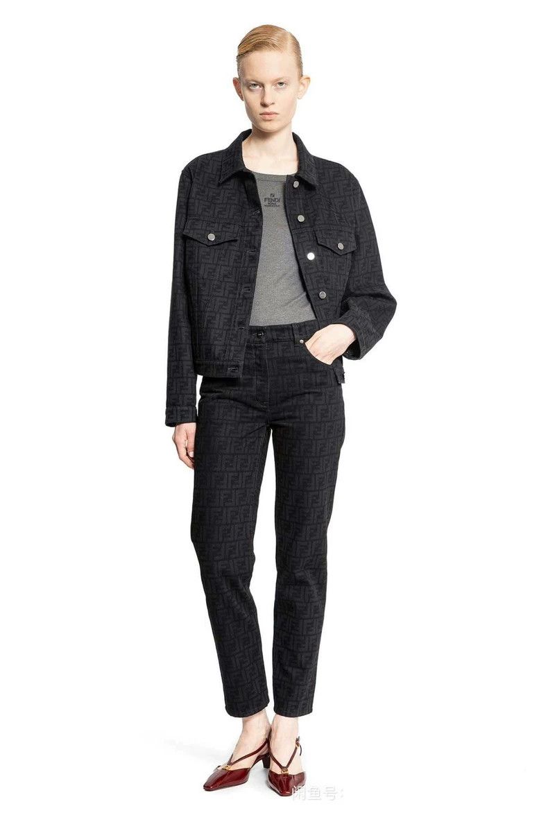Fendi Fendi Logo Print Denim Pants for Women Size 40" / US 18 - 2 Thumbnail
