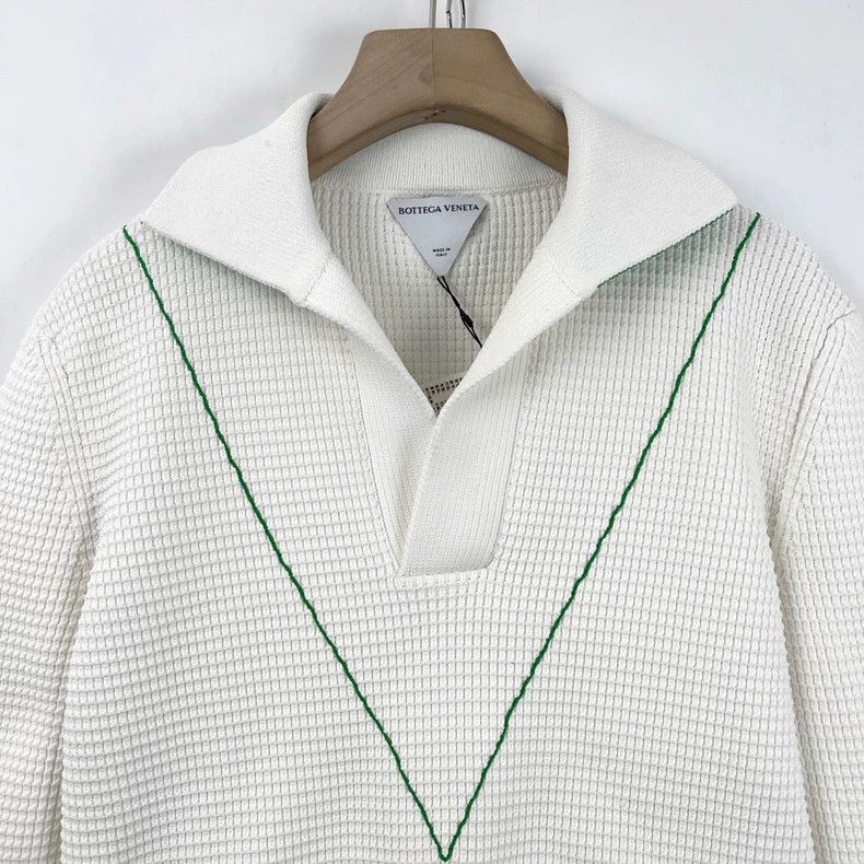 Bottega Veneta Bottega Veneta White Green Striped Knit Sweater Size M / US 6-8 / IT 42-44 - 3 Thumbnail