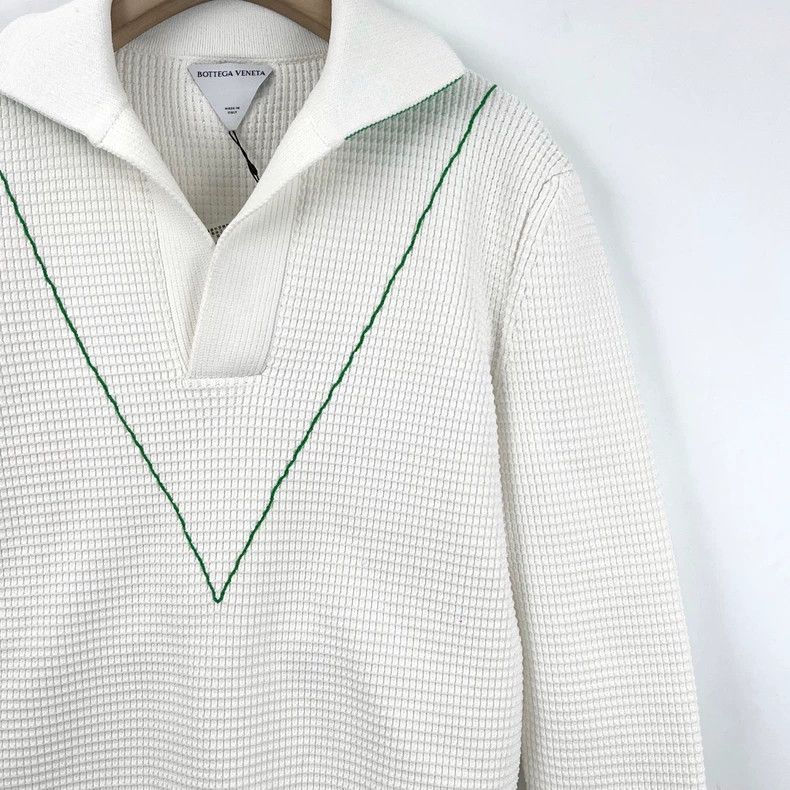 Bottega Veneta Bottega Veneta White Green Striped Knit Sweater Size M / US 6-8 / IT 42-44 - 4 Thumbnail
