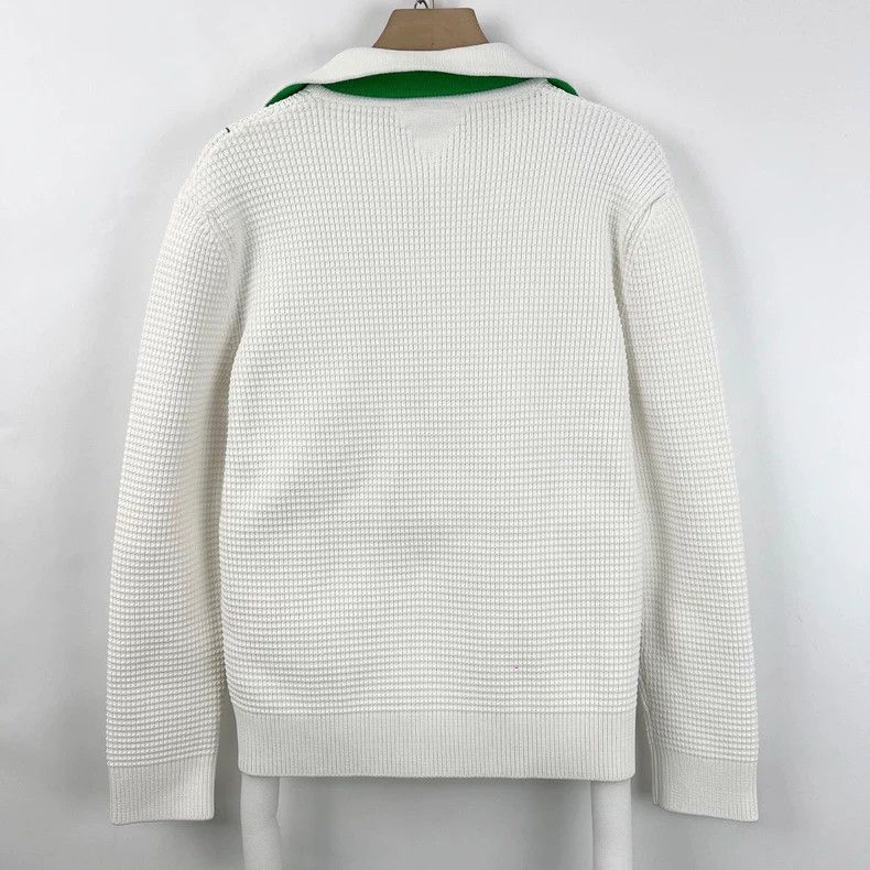 Bottega Veneta Bottega Veneta White Green Striped Knit Sweater Size M / US 6-8 / IT 42-44 - 2 Thumbnail