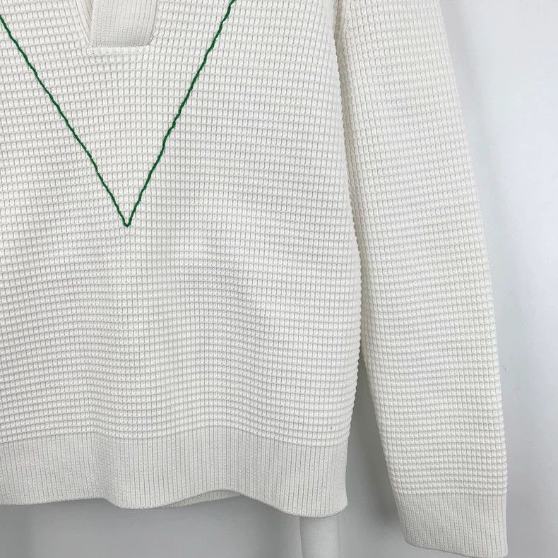Bottega Veneta Bottega Veneta White Green Striped Knit Sweater Size M / US 6-8 / IT 42-44 - 5 Thumbnail