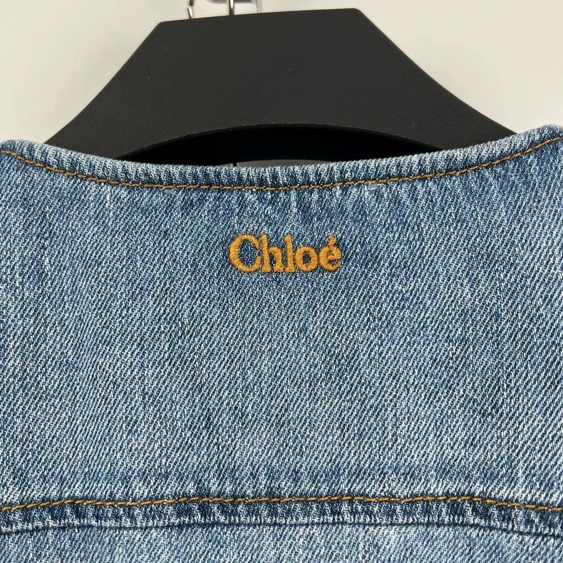 Chloe Blue Denim Puff Sleeve Top Size S / US 4 / IT 40 - 8 Thumbnail