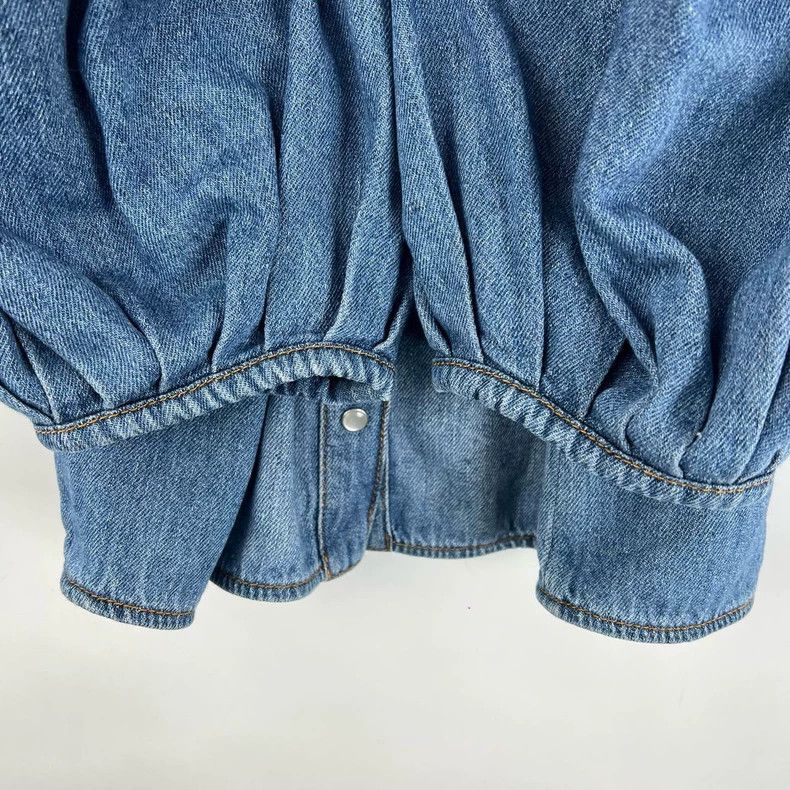 Chloe Blue Denim Puff Sleeve Top Size S / US 4 / IT 40 - 7 Thumbnail