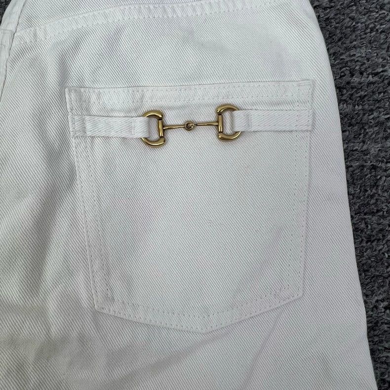 Gucci Gucci White Horsebit Denim Pants Size 22 Size 22" - 6 Thumbnail