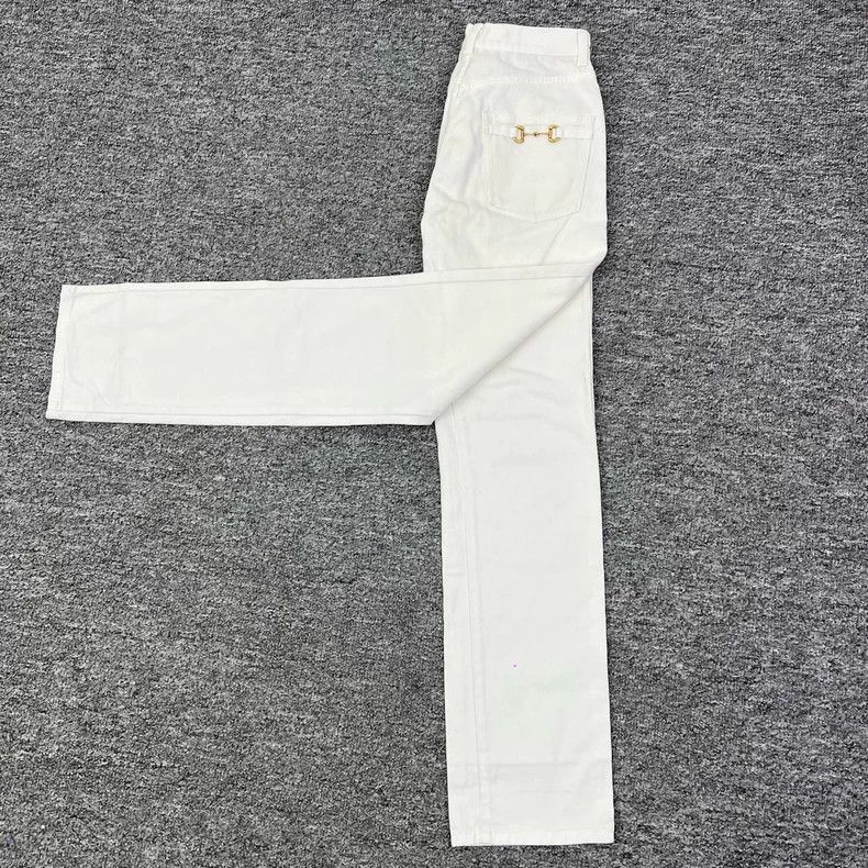 Gucci Gucci White Horsebit Denim Pants Size 22 Size 22" - 3 Thumbnail
