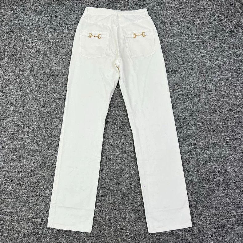 Gucci Gucci White Horsebit Denim Pants Size 22 Size 22" - 2 Thumbnail