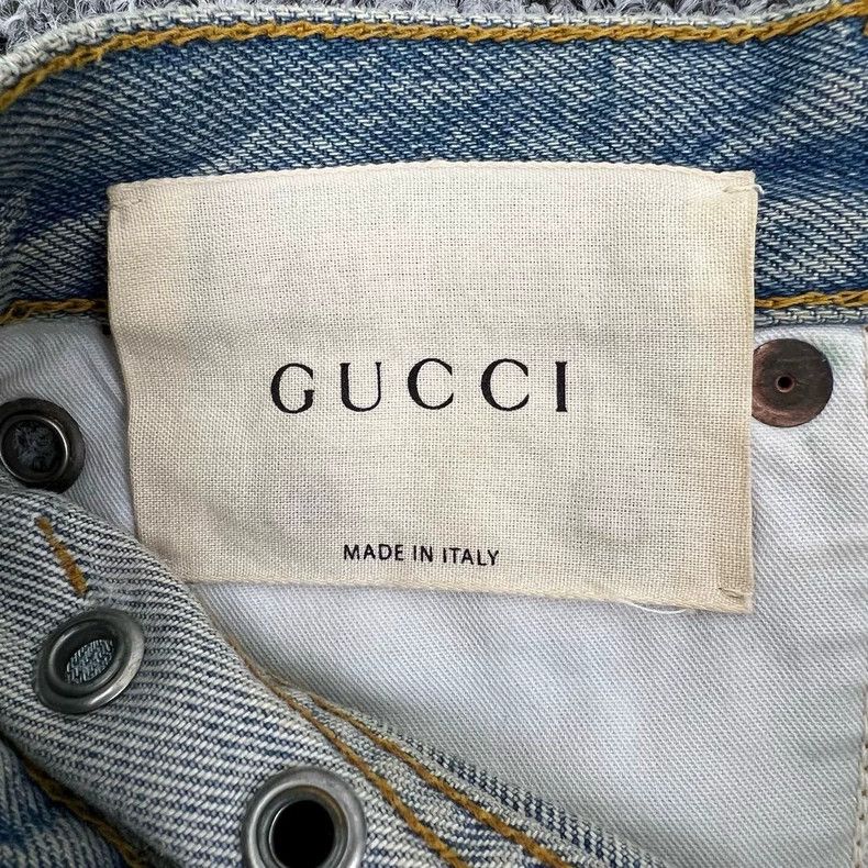 Gucci Gucci Distressed Denim Shorts with Metal Details Size 22" - 6 Thumbnail