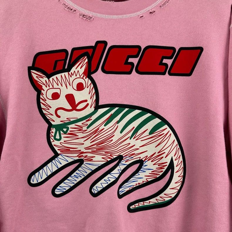 Gucci Gucci Pink Cat Graphic Sweatshirt Size XS / US 0-2 / IT 36-38 - 4 Thumbnail
