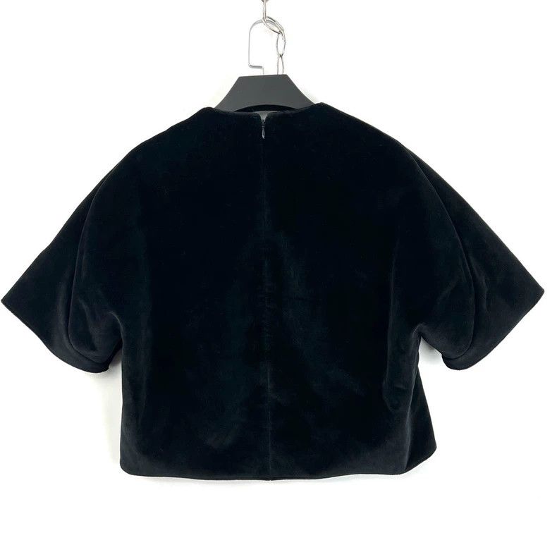 Balenciaga Black Velvet Short Sleeve Embroidered Top Size M / US 6-8 / IT 42-44 - 2 Thumbnail