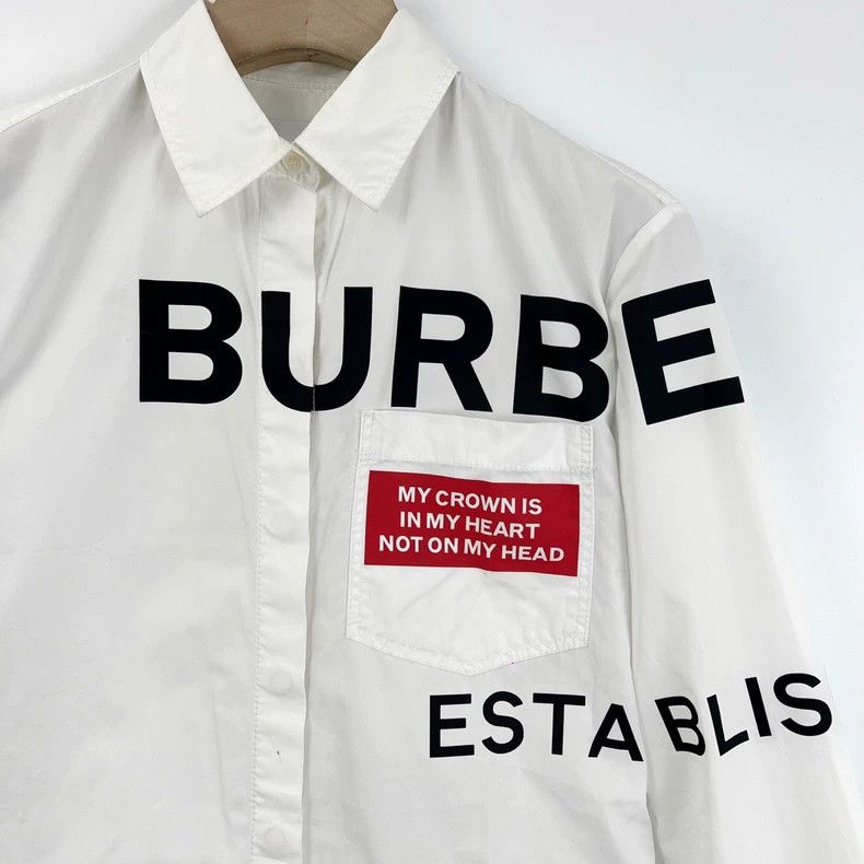 Burberry Burberry White Graphic Logo Button-Up Shirt Size XS / US 0-2 / IT 36-38 - 3 Thumbnail