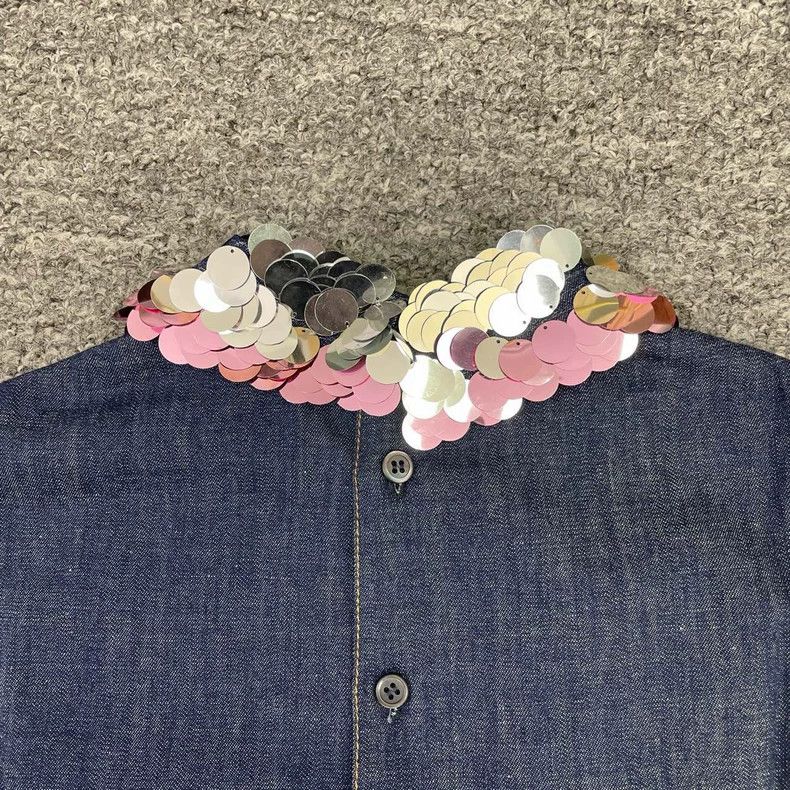 Prada Miu Miu Denim Sleeveless Top with Sequins Size S / US 4 / IT 40 - 4 Thumbnail