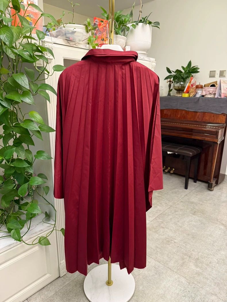 Issey Miyake Deep Red Lightweight Trench Coat Size ONE SIZE - 7 Thumbnail
