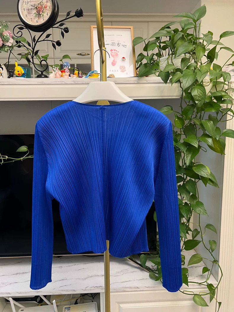 Issey Miyake Blue Pleated Long Cardigan Size M / US 6-8 / IT 42-44 - 6 Thumbnail