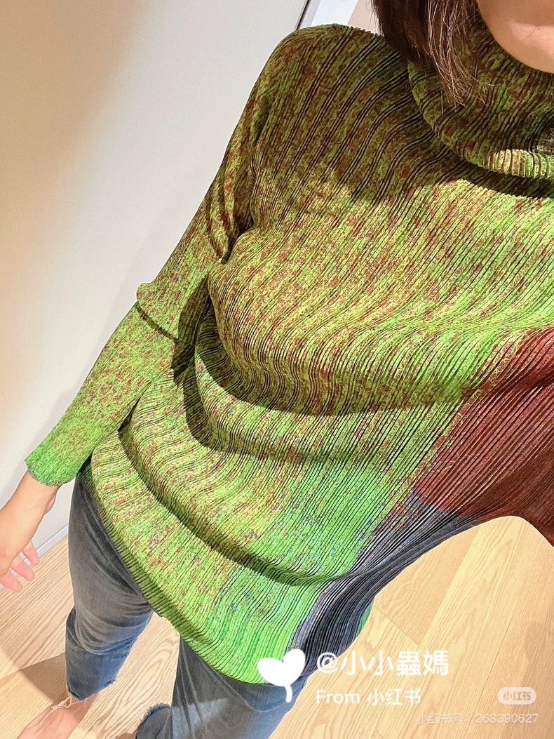 Issey Miyake Colorful Ribbed Turtleneck Long Sleeve Top Size M / US 6-8 / IT 42-44 - 8 Thumbnail