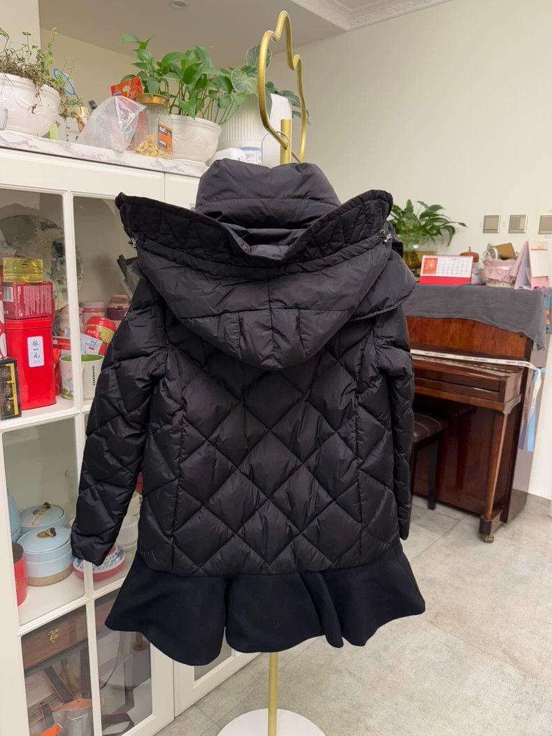 Moncler Black Moncler Puffer Coat with Ruffled Hem Size L / US 10 / IT 46 - 5 Thumbnail