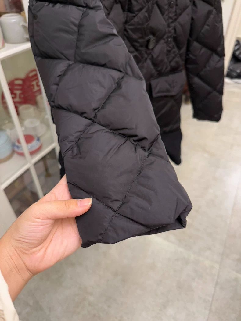 Moncler Black Moncler Puffer Coat with Ruffled Hem Size L / US 10 / IT 46 - 2 Thumbnail