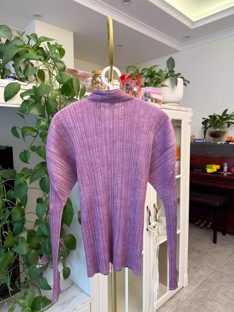 Issey Miyake Purple Ishihara Issey Shirt with Button Front Size ONE SIZE - 5 Thumbnail