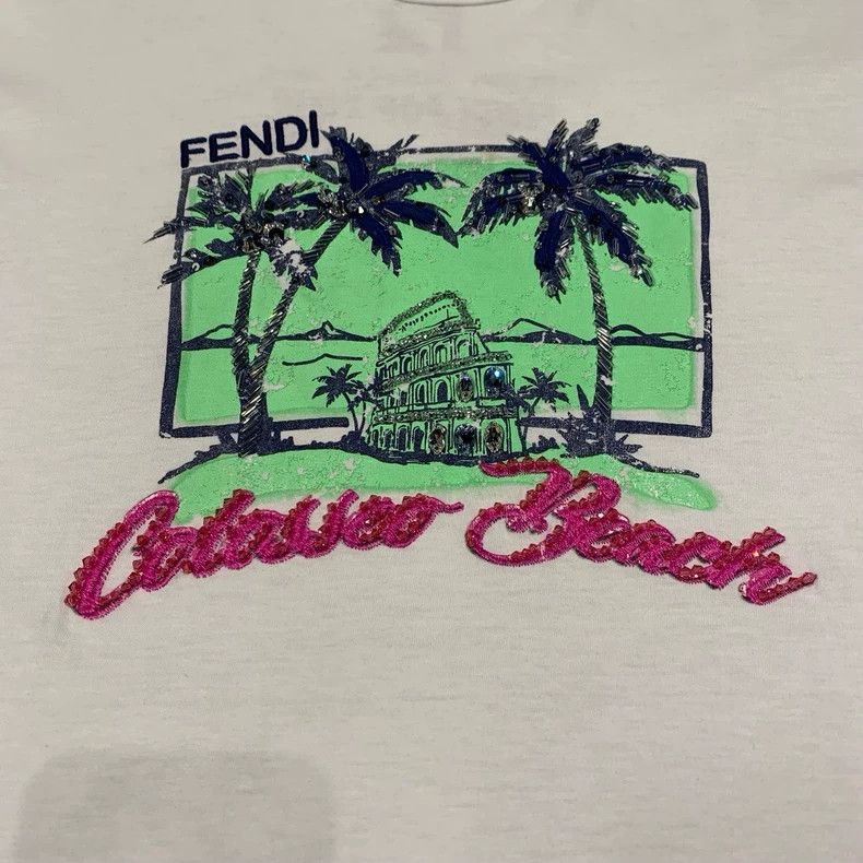 Fendi Fendi Sequin Palm Tree Graphic Short Sleeve T-Shirt Size S / US 4 / IT 40 - 4 Thumbnail