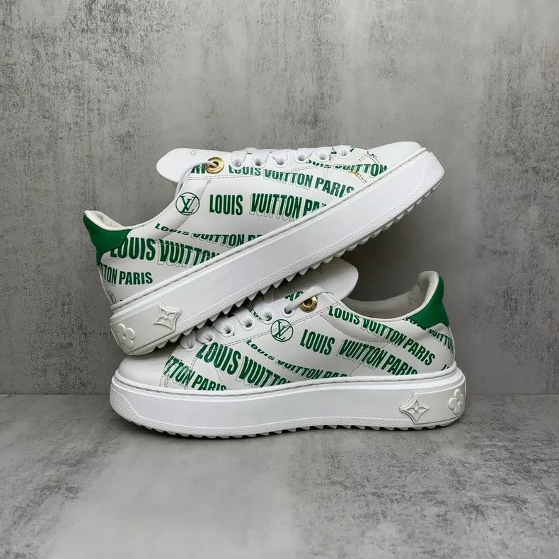 Louis Vuitton Louis Vuitton White Green Printed Sneakers Size 35 Size US 5 / IT 35 - 3 Thumbnail