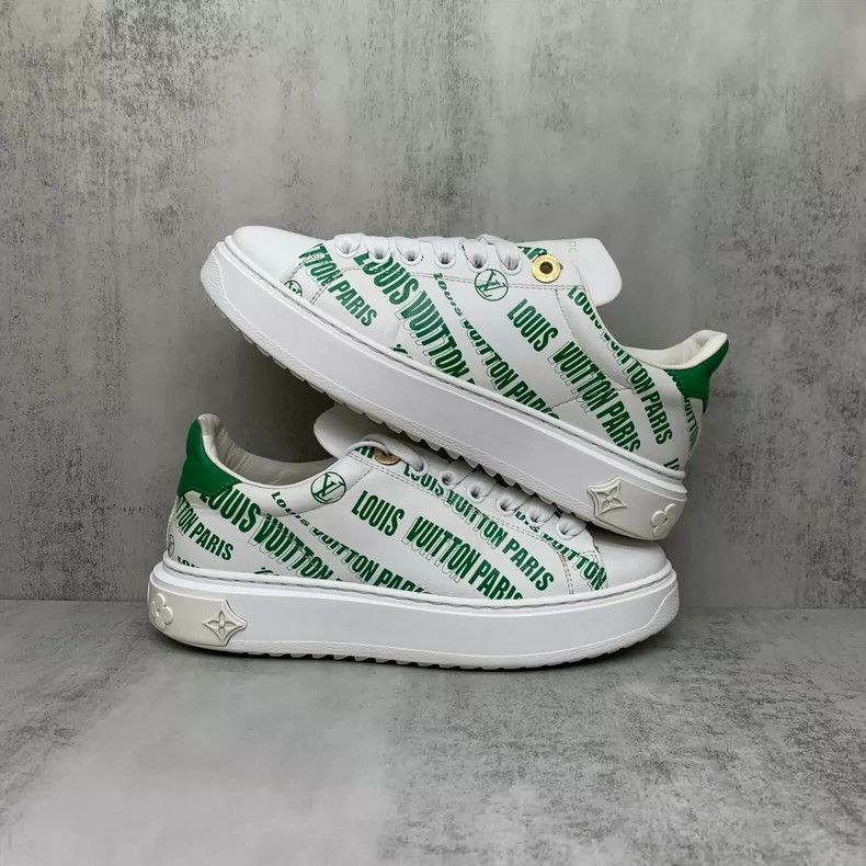 Louis Vuitton Louis Vuitton White Green Printed Sneakers Size 35 Size US 5 / IT 35 - 2 Thumbnail