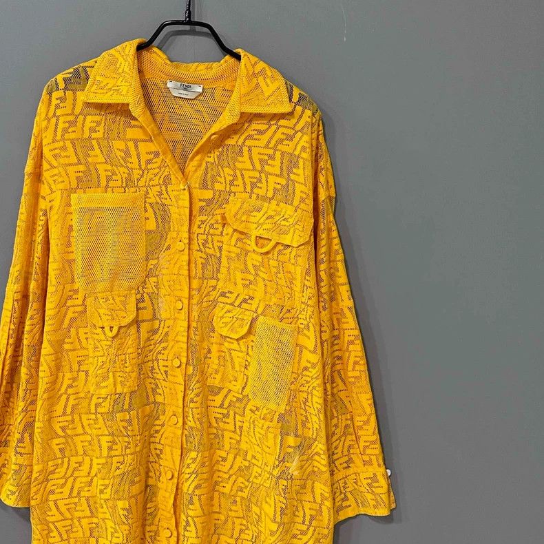 Fendi Fendi Yellow Printed Long Sleeve Cardigan Dress Size M / US 6-8 / IT 42-44 - 2 Thumbnail