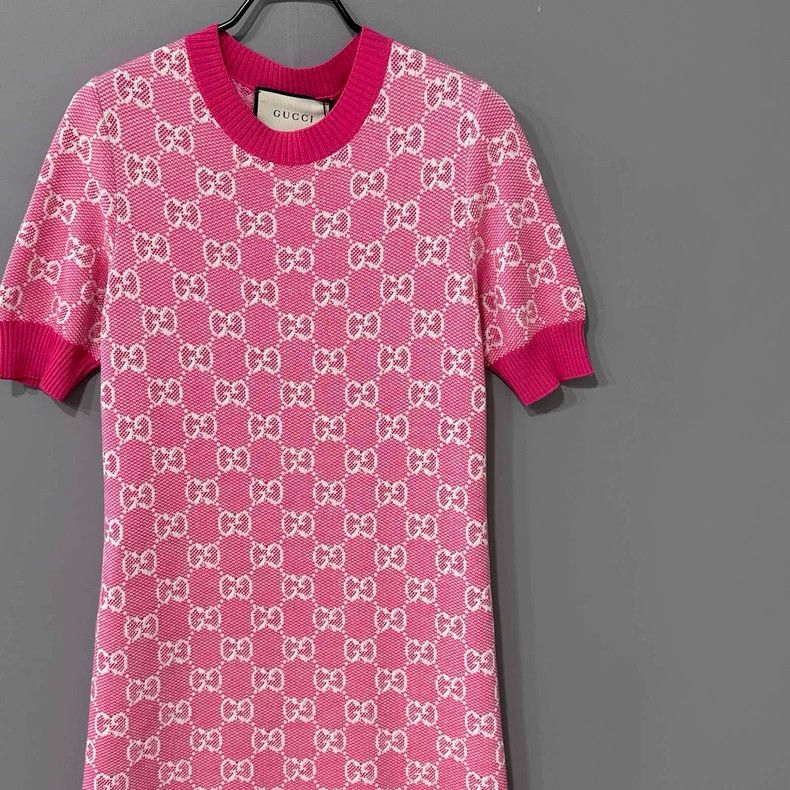 Gucci Pink Printed Knit Dress by Gucci Size S / US 4 / IT 40 - 2 Thumbnail