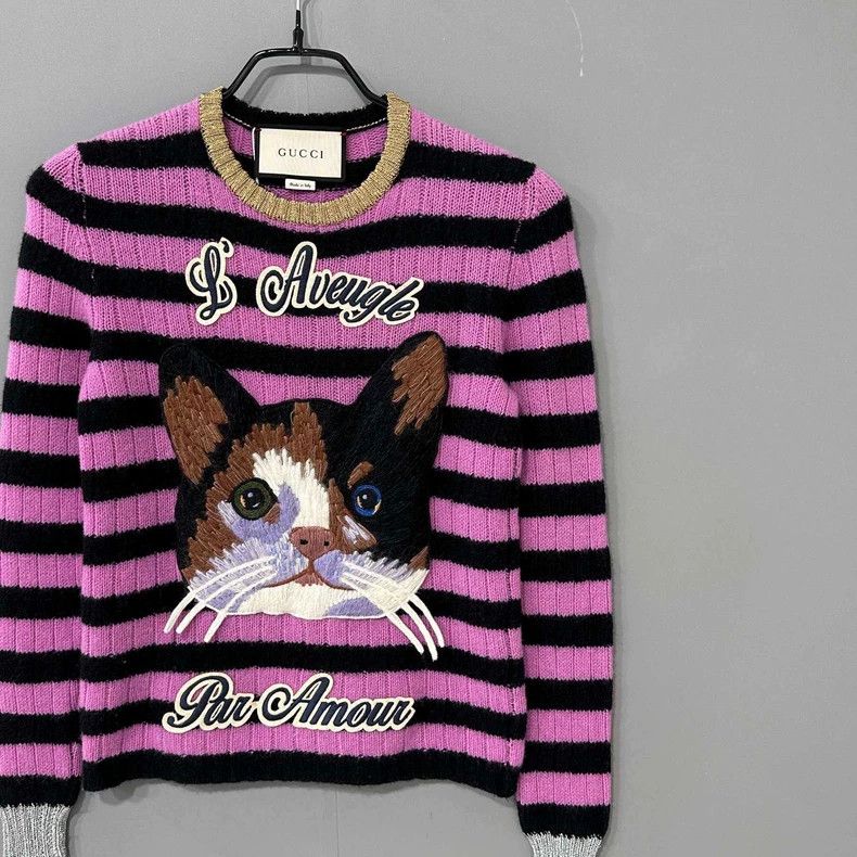Gucci Gucci Striped Cat Embroidery Sweater Size XXS / US 00 / IT 34 - 3 Thumbnail
